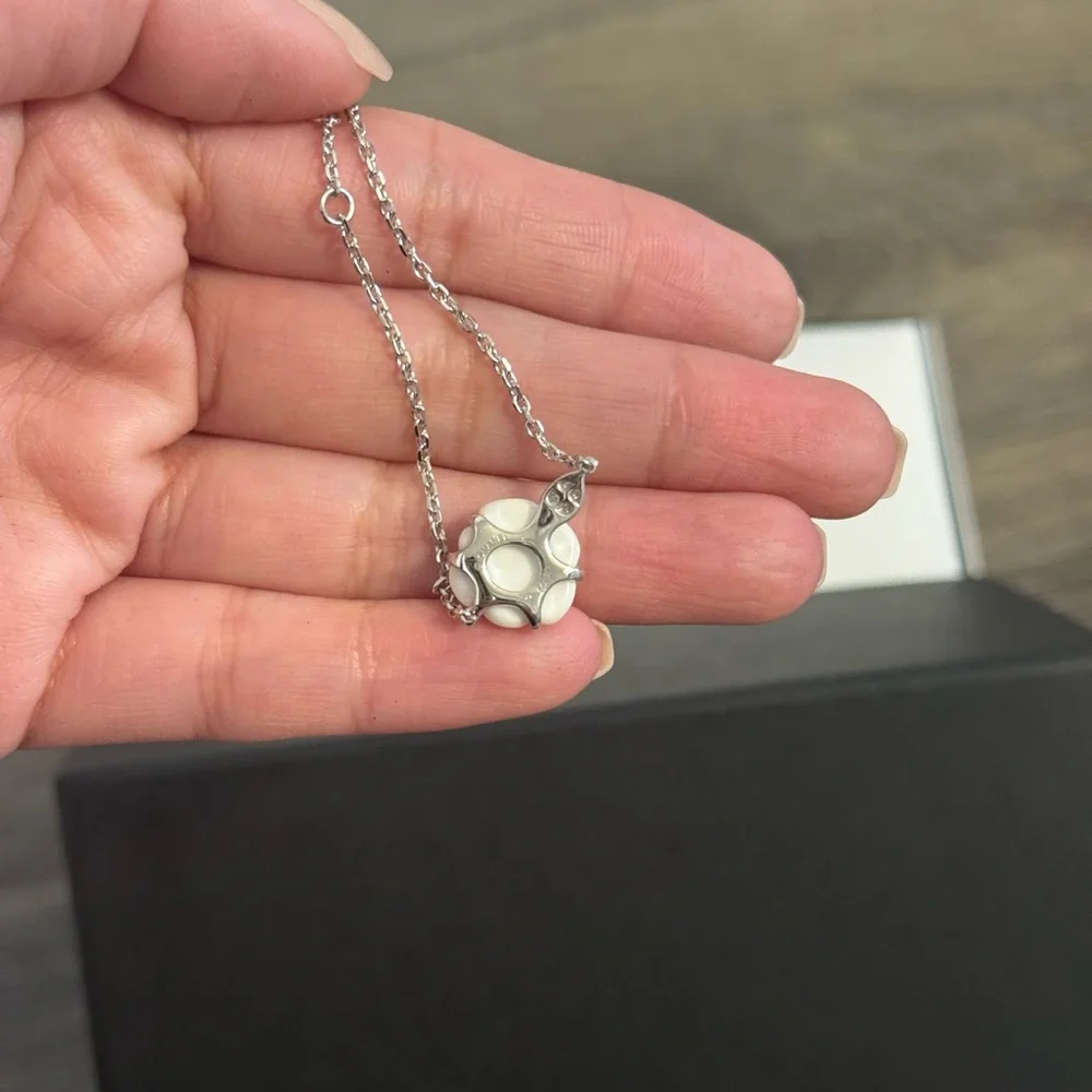 CHANEL 18K Silver Chalcedony & Diamond Camellia Bracelet - Picture 3 of 8